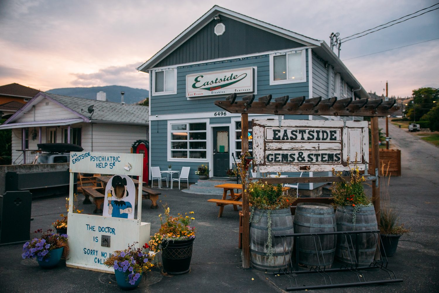 Bailley of Gems & Stems corporate story frame 15: Brand photography for Bailley of Gems & Stems in Oliver, BC, with flowers, owner portraits, Eastside signage, shop details and warm maker-led business imagery..