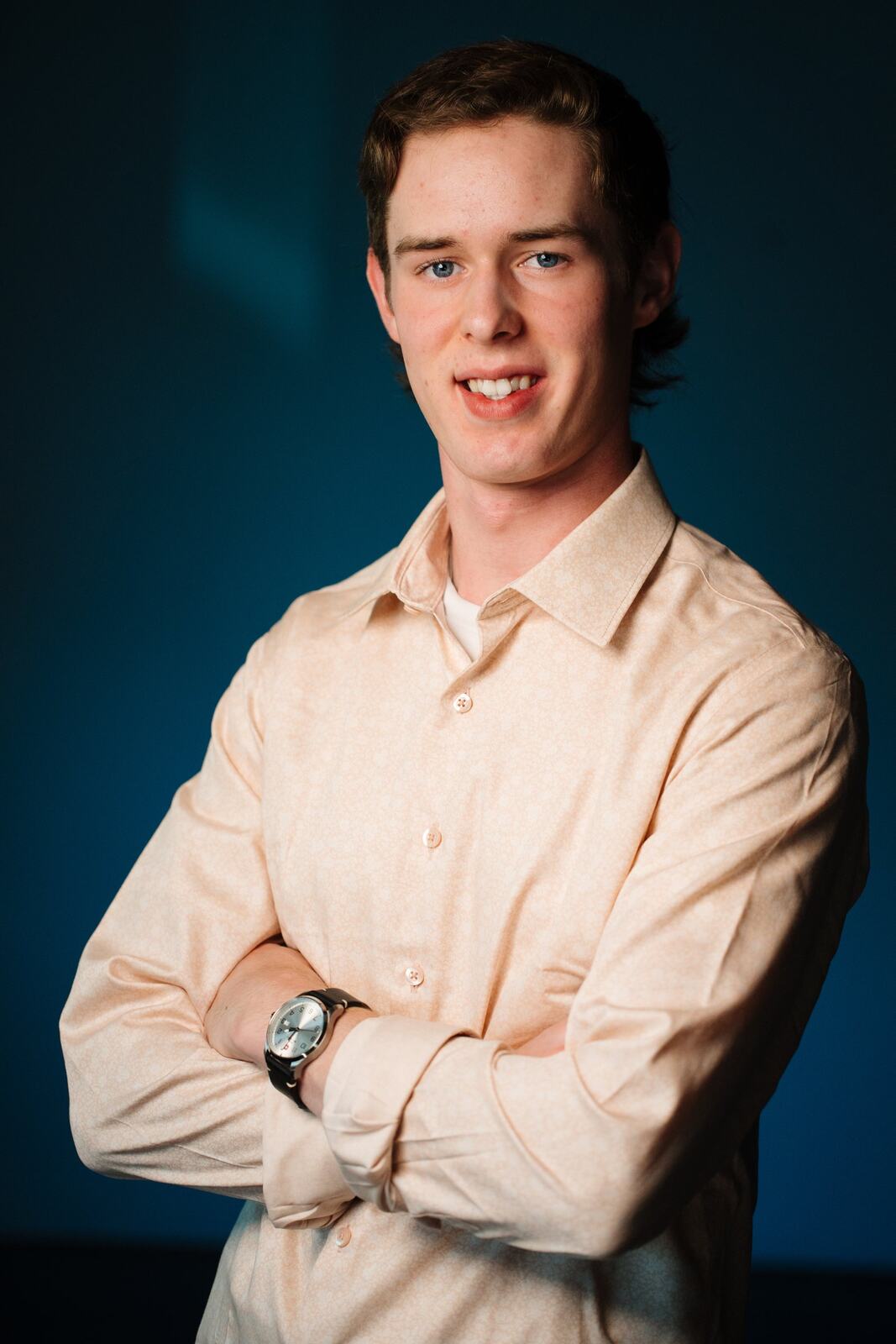 CATO Redux actor headshot on blue, photograph 30