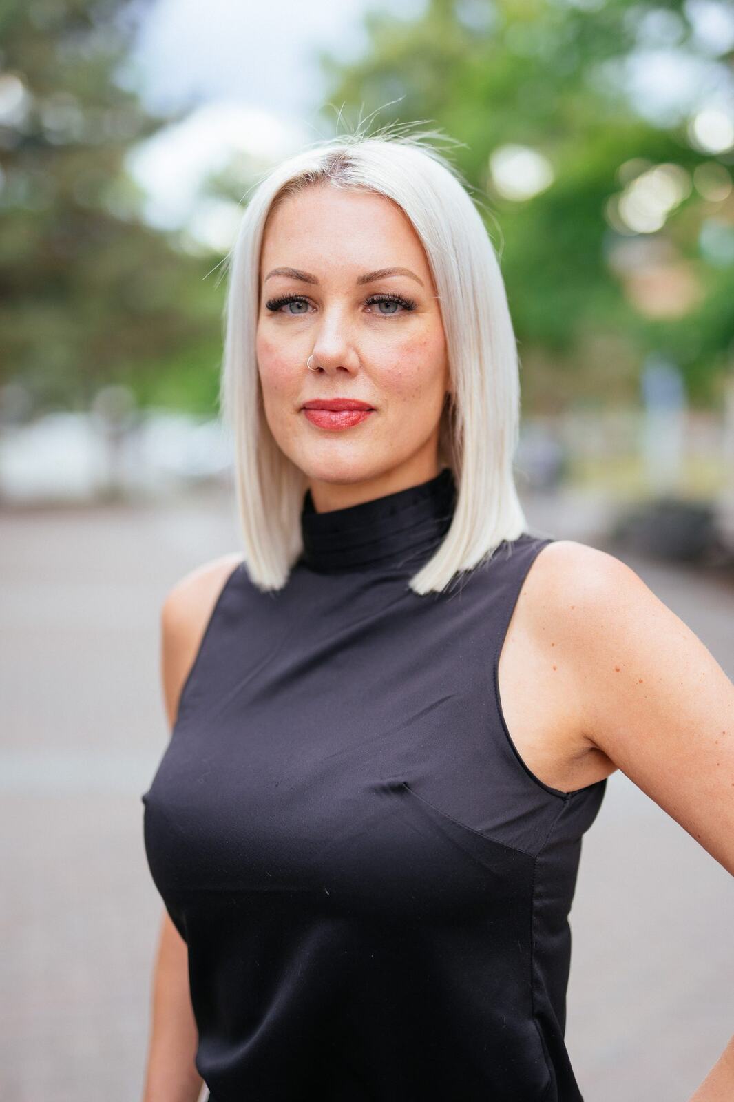 Guisachan Esthetics Salon corporate story frame 10: Brand portraits for Guisachan Esthetics Salon in Kelowna, with team photos, individual staff portraits, salon beauty styling and polished profile images for a local esthetics business..
