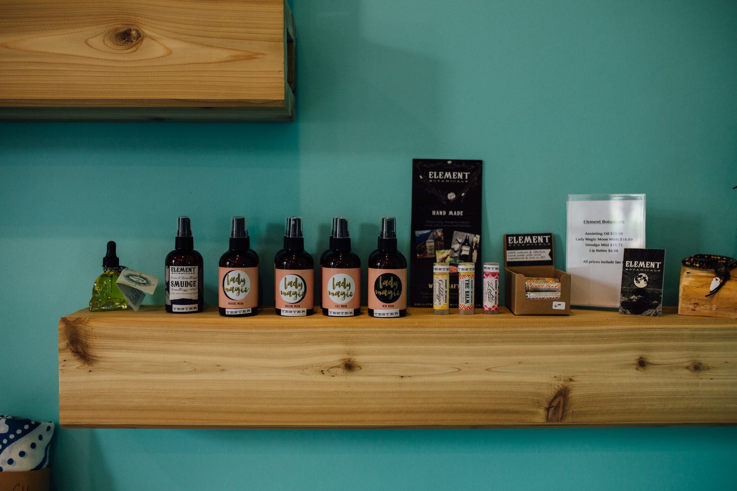 Lavender Lotus corporate story frame 4: Wellness brand photography for Lavender Lotus in Salmon Arm, BC, with interiors, product details, owner portraits, staff portraits and treatment-room atmosphere for a local wellness business..