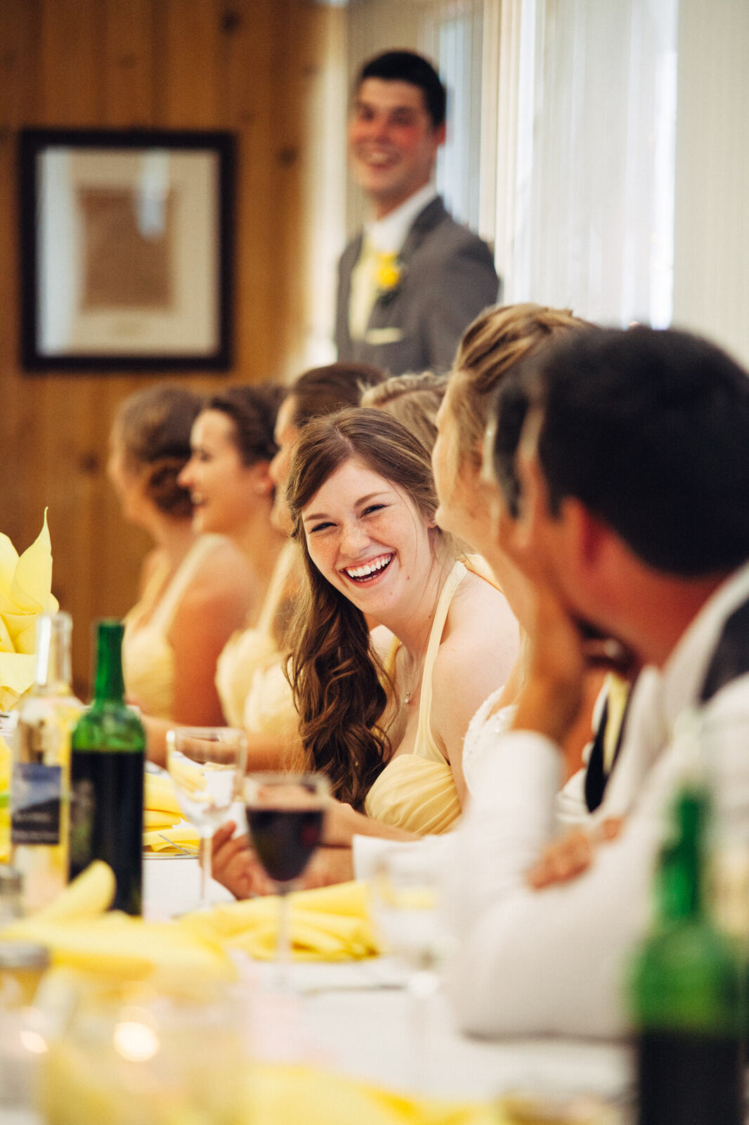 Mel laughing during the reception