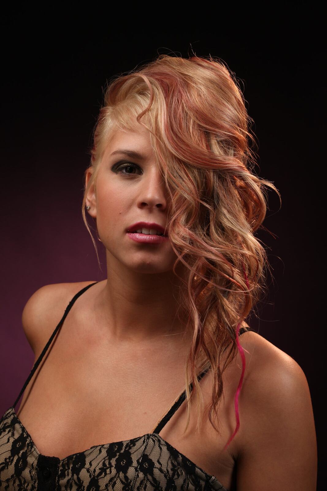 Michaela studio headshot with curled hair, photograph 10