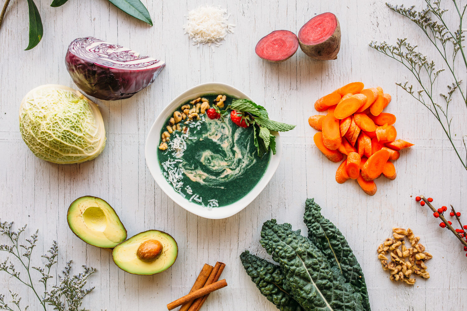 Smudge Noshery corporate story frame 13: Food and hospitality brand photography for Smudge Noshery in Salmon Arm, BC, with colourful flatlays, smoothies, bowls, cafe details and commercial product images for a local restaurant..