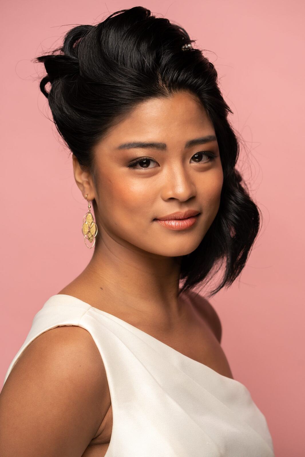 The Barbershoppe / Diva Den Bridal Formals corporate story frame 23: Collaborative bridal-formal brand photography for The Barbershoppe and Diva Den Day Spa, with hair, makeup, formal looks, studio portraits and campaign-ready beauty imagery..