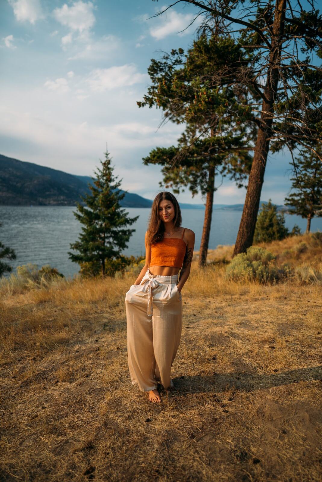 The Living Narrative, Sol corporate story frame 16: Personal-brand photography for The Living Narrative in Kelowna, with Sol in warm Okanagan light, lakeside portrait range and profile-ready images for creative business use..